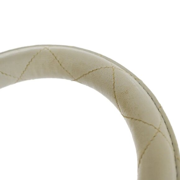 CHANEL Logo Matelasse Vanity Hand Bag Leather White GHW France Vintage - Picture 2 of 15